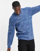 Asos Design Heavyweight Chunky Knit Sweater In Denim Blue