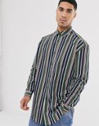 Asos Design Oversized Stripe Shirt In Longline