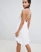 Boohoo Frill Sleeve Cross Back Dress - White
