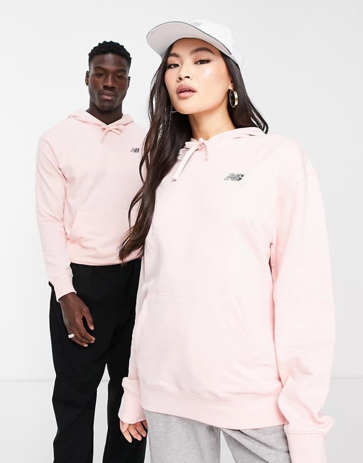 New Balance Unisex Logo Hoodie In Pink