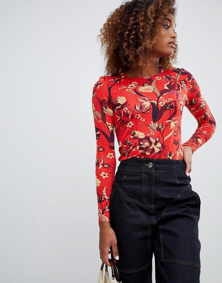 Weekday Floral Printed Jersey Top - Multi