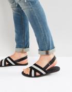 Asos Sandals In Leather With Nylon Straps - Black