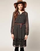A Wear Belted Geo Print Midi Dress - Multi