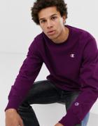 Champion Reverse Weave Small C Sweat In Purple