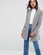 Asos Longline Blazer In Check Print - Multi