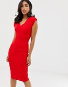 Closet V Neck Bodycon Dress - Red