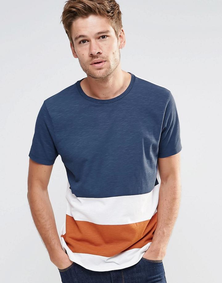 Asos T-shirt In Block Stripe - Ecru