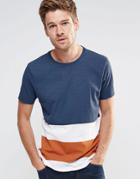 Asos T-shirt In Block Stripe - Ecru