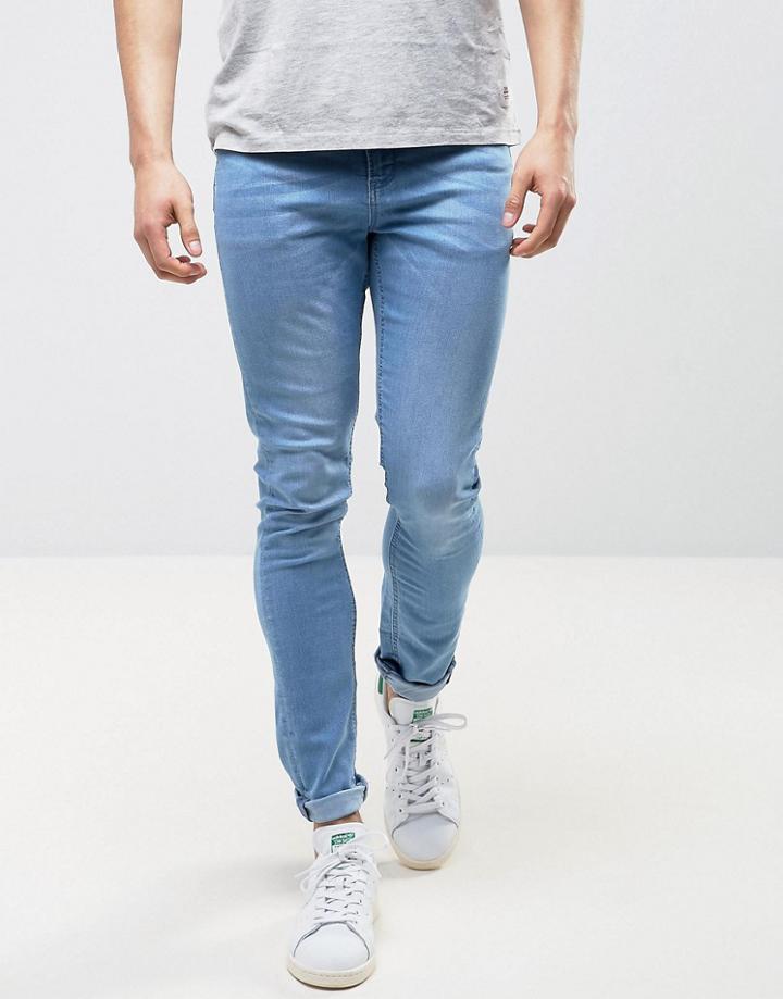Ldn Dnm Spray On Jeans In Washed Blue - Blue