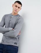 Abercrombie & Fitch Waffle Henley Long Sleeve Top In Gray - Gray