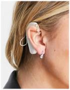 Topshop Fine Crystal Drop Stud Earrings In Silver-gold