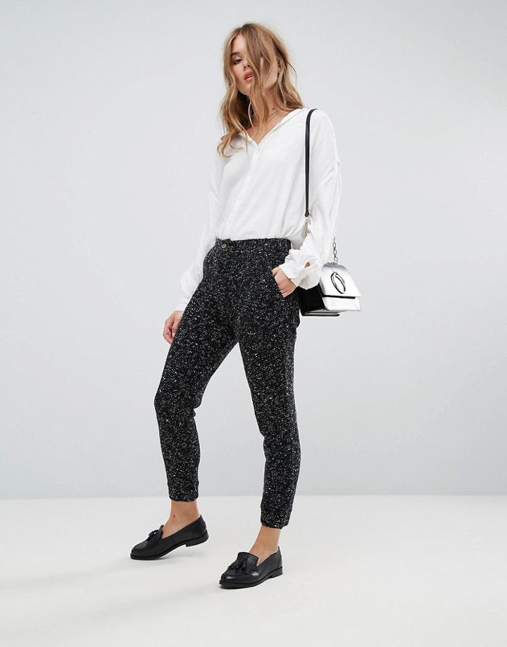 Leon And Harper Flecked Knitted Pants - Black