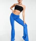 Asyou Seamed Flare Pants Set In Blue-blues