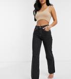 Asos Design Petite Mid Rise '90's' Straight Leg Jeans Washed Black