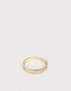 Asos Design Thumb Ring In Double Row Engraved Design In Gold Tone - Gold