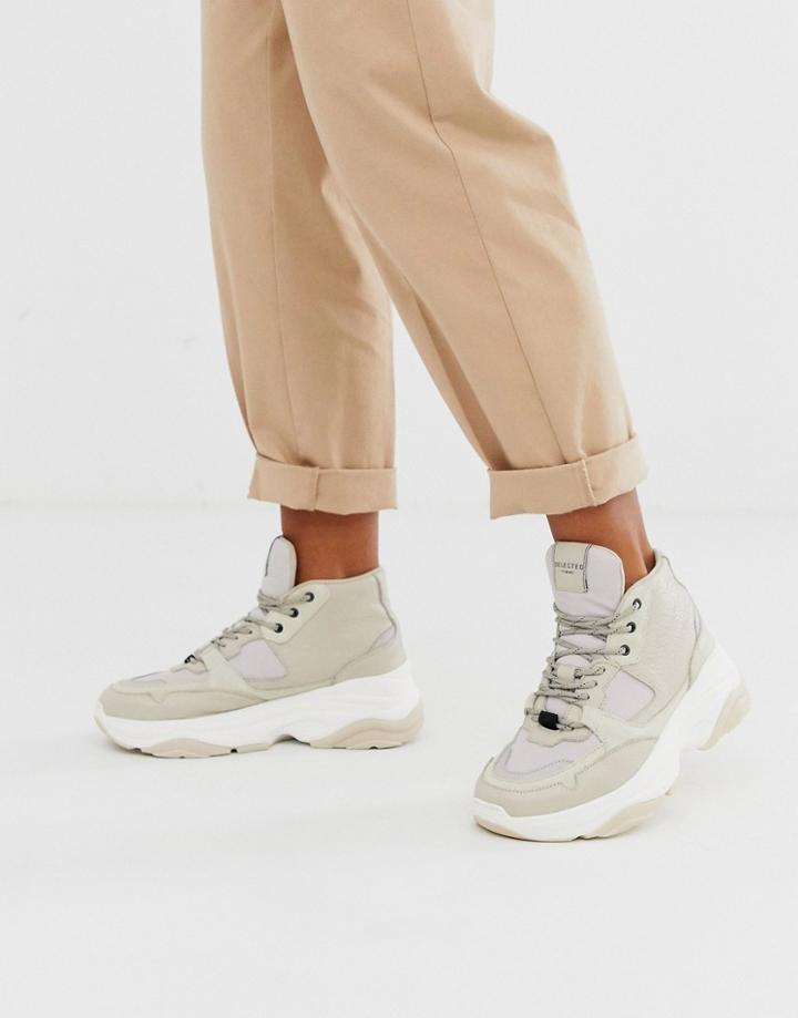 Selected Femme Hightop Hiker Sneaker-cream