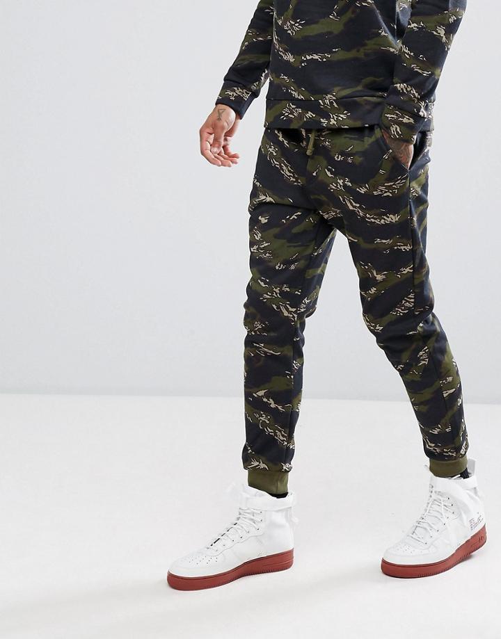Bershka Slim Fit Jogger In Camouflage - Green