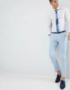 Asos Wedding Skinny Suit Pants In Soft Blue Cross Hatch - Blue