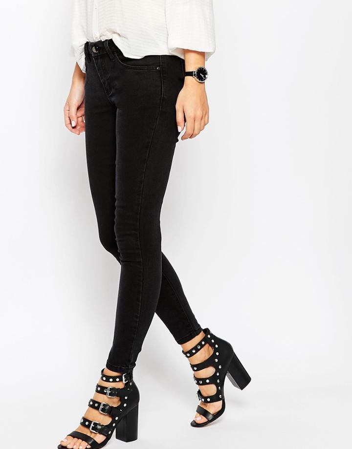 Asos 'sculpt Me' Premium Ankle Grazer Jeans In Washed Black - Washed Black