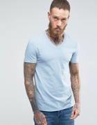 Asos Muscle T-shirt With V Neck In Blue - Blue