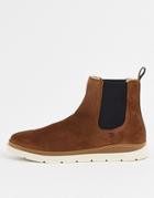 Aldo Suede Chelsea Ankle Boots With Contrast Sole In Cognac-brown