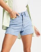 Weekday Rowe Organic Cotton Blend Denim Shorts In Blue Moise-blues