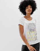 Blend She Merci Print Slogan T-shirt - Gray