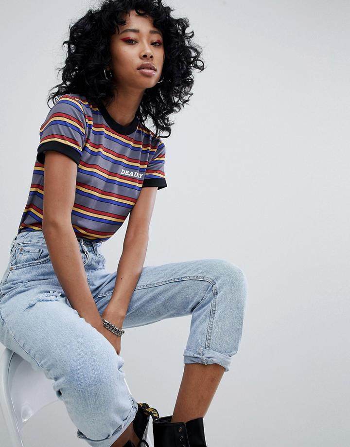 The Ragged Priest Deadly Ringer T-shirt In Stripe - Gray