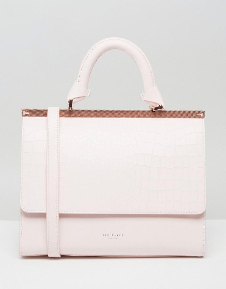 Ted Baker Textured Bar Top Handle Tote - Pink