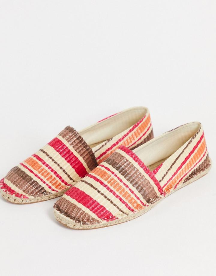 Asos Design Espadrilles In Red And Natural Weave-multi