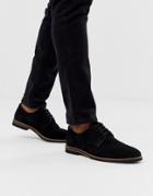 Asos Design Lace Up Shoes In Black Suede With Contrast Sole