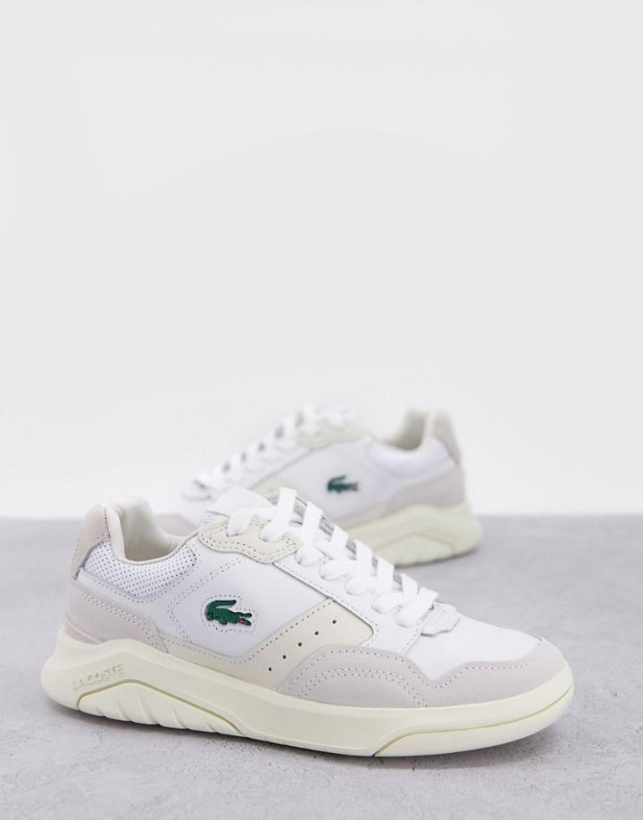 Lacoste Game Advance Luxe Suede Panel Sneakers In Off White
