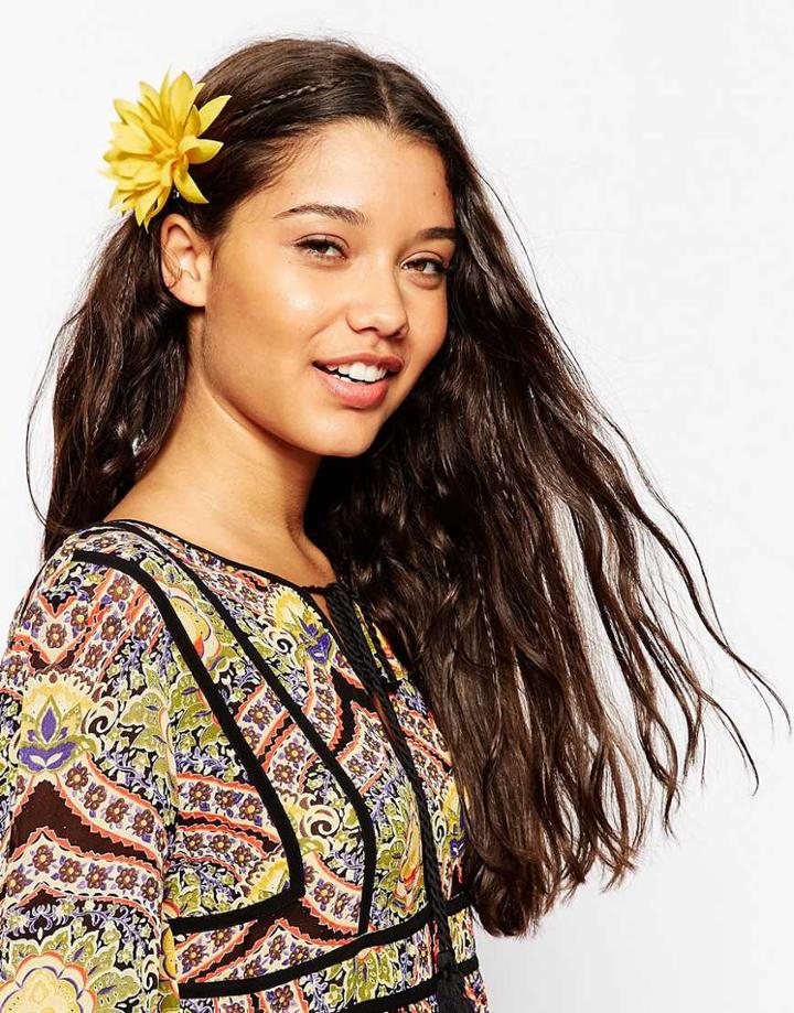 Asos Rio Flower Hair Clip - Yellow