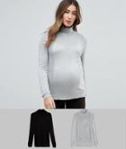 Asos Maternity Sweater With Roll Neck And Rib Detail 2 Pack - Multi