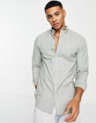 Original Penguin Skinny Fit Logo Oxford Shirt-green