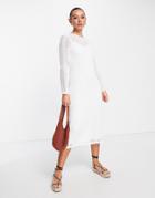 Vila Lace Midi Dress In White