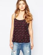 Only Floral Cami Top With Strappy Back - Night Sky