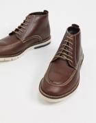 Silver Street Lace-up Boots With Contrast Sole In Brown Leather