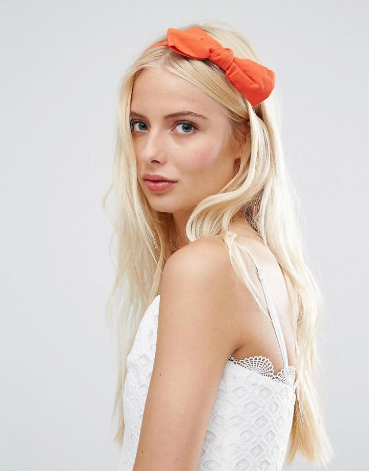 Johnny Loves Rosie Burnt Orange Big Bow Headband - Orange