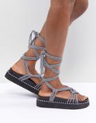 Asos Design Fighting Talk Chunky Flat Sandals - Black
