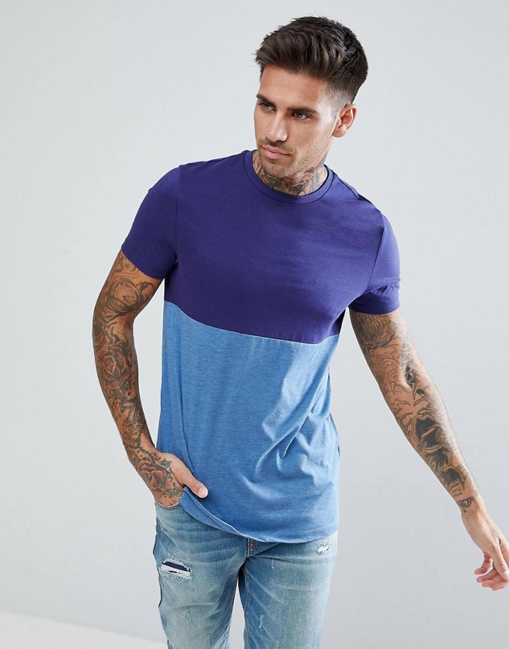 Asos Design T-shirt With Contrast Body Block - Multi