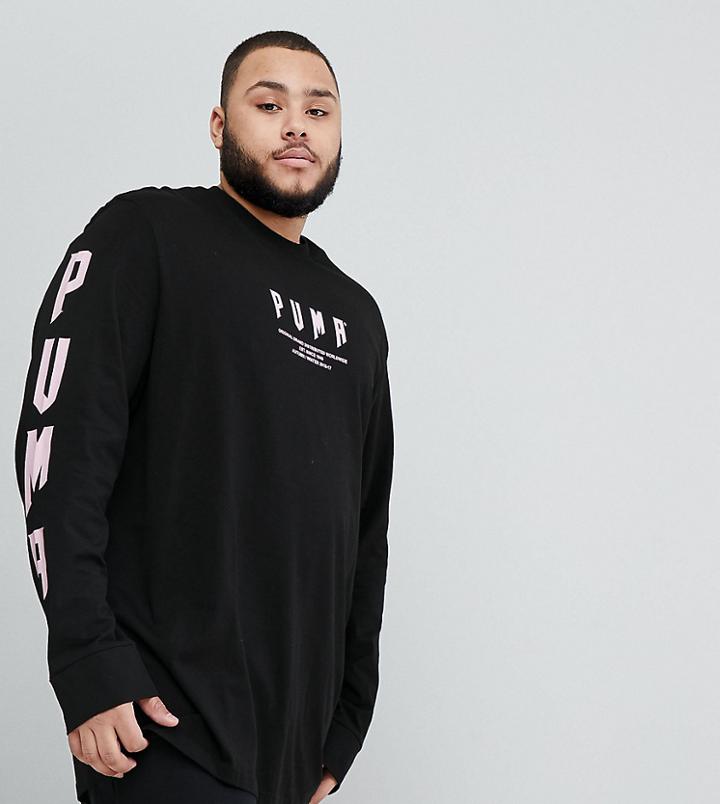 Puma Plus Oversized Graphic Long Sleeve Top - Black