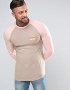 Ellesse Muscle Fit Long Sleeve T-shirt With Small Logo - Stone