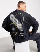 Asos Unrvlld Spply Matching Relaxed Long Sleeve T-shirt With Acid Wash & Pigment Print-black
