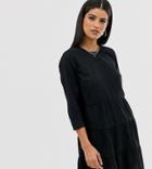 Asos Design Tall Tiered Mini Smock Dress In Seersucker - Black