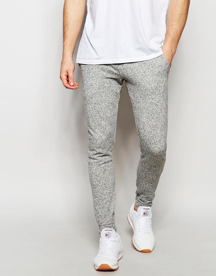 Jack & Jones Skinny Fit Joggers In Salt & Pepper - Light Gray Marl