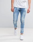 Liquor & Poker Blue Wash Extreme Bleached Two Stripe Skinny Jean - Blue