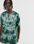 Asos Design Oversized T-shirt In Tonal Tie Dye Wash In Green