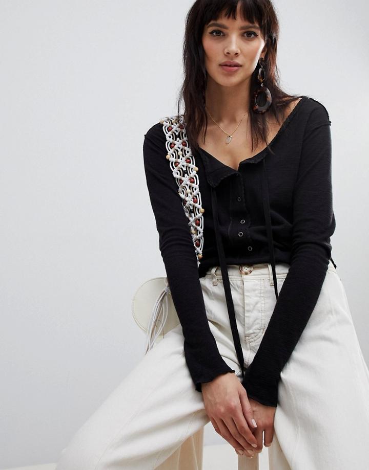 Free People Cecelia Button Front Long Sleeved Top