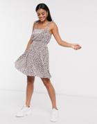 Asos Design Plisse Mini Dress In Floral Print-white